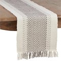 Saro Saro 1229.GY16108B 16 x 108 in. Kantha Stitch Oblong Table Runner; Gray 1229.GY16108B